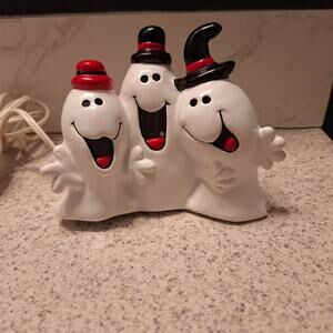 Vintage Ceramic Ghost Light Halloween Figurine Decor